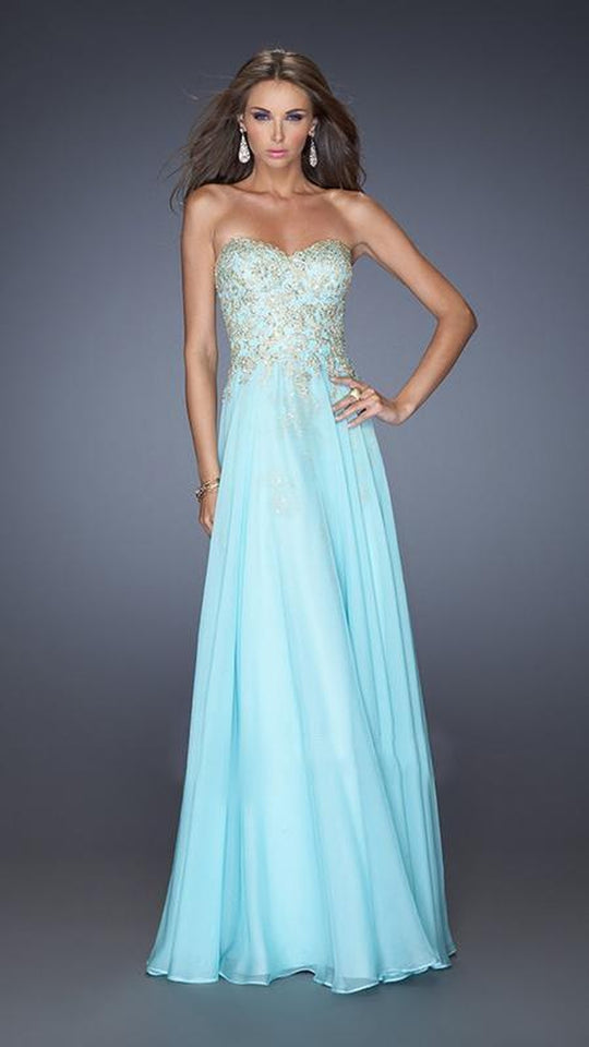 La Femme - 20114 Long Embellished Strapless Dress