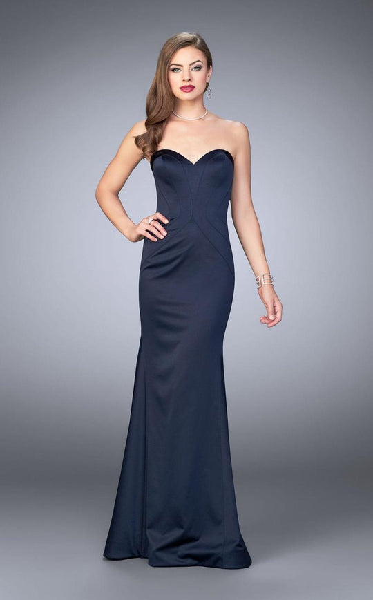 La Femme - 23197 Tuck-Sculpted Satin Sweetheart Long Evening Gown
