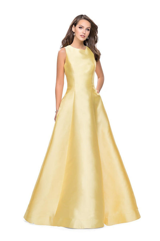 La Femme 25425 - Crisscross Back Mikado Gown