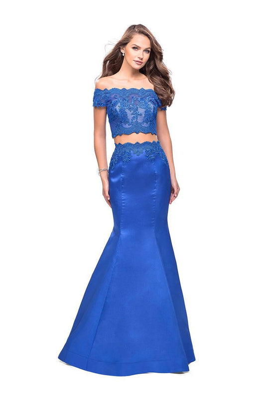 La Femme - 25583 Two Piece Off-Shoulder Mikado Gown