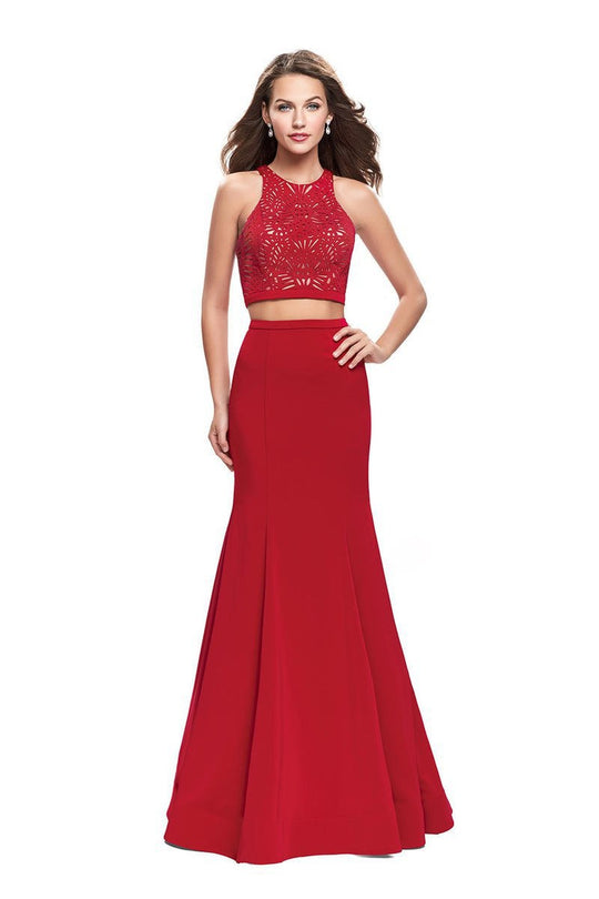 La Femme - 25759 Two Piece Cutout Jersey Trumpet Dress
