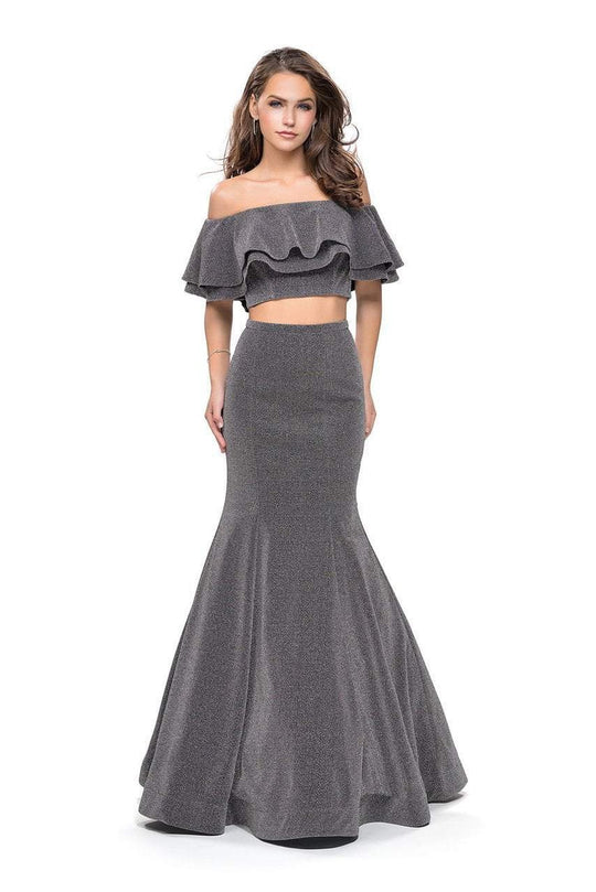 La Femme - 26324 Two Piece Ruffled Off-Shoulder Jersey Mermaid Dress