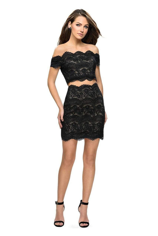 La Femme - 26666 Two Piece Scalloped Off-Shoulder Fitted Dress