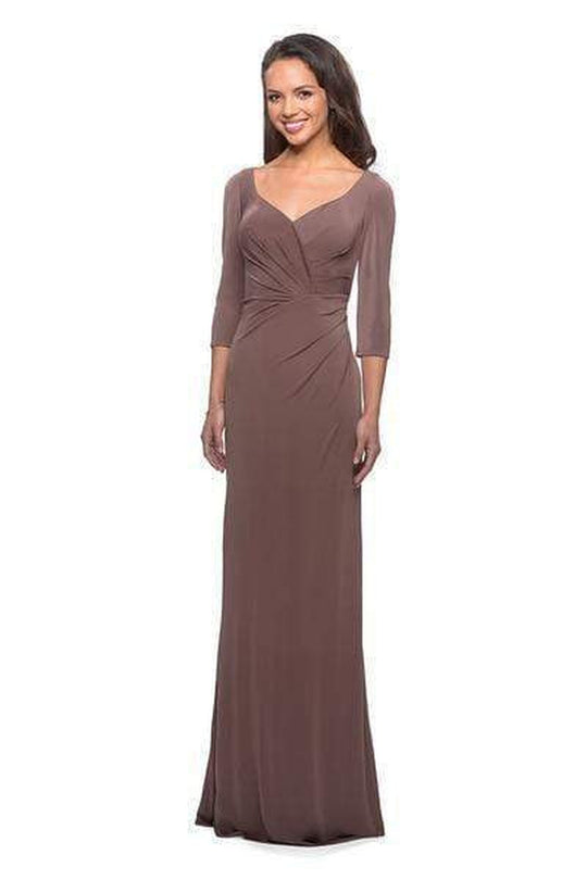 La Femme - 26955 Ruched V-neck Sheath Dress