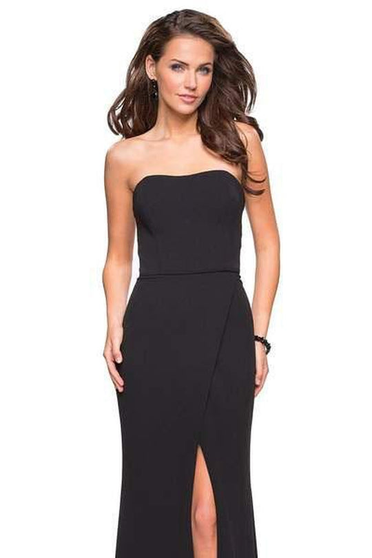 La Femme 27035 Strappy Back High Slit Prom Dress