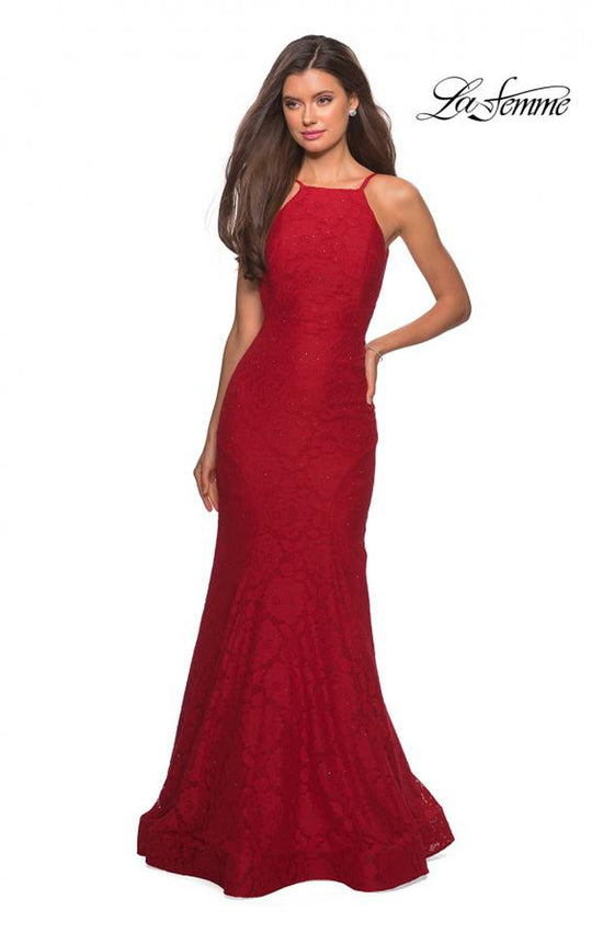 La Femme - 27289 Jewel Studded Lace Trumpet Gown