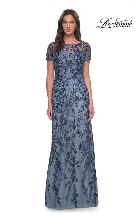 La Femme - 27956 Beaded Bateau Mother of the Bride Sheath Dress