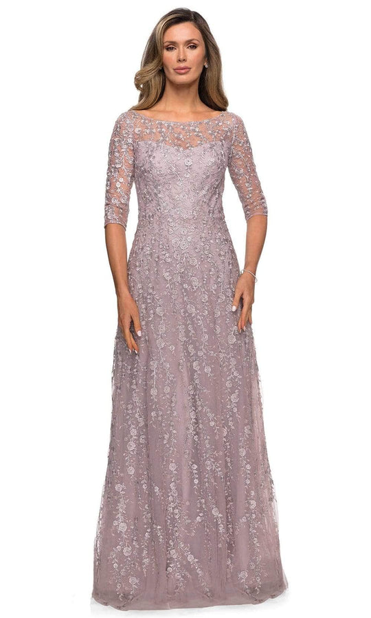 La Femme 27981SC - Illusion Bateau Lace Formal Dress