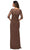 La Femme 28056SC - Embroidered Sheer Sleeve Ruched Formal Dress Mother of the Bride Dresses 12 / Cocoa