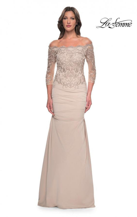 La Femme - 29324 Off Shoulder Trumpet Evening Dress