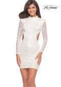La Femme - 29406 High Neck Sequin Cocktail Dress Cocktail Dresses 0 / White