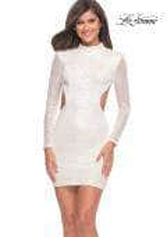 La Femme - 29406 Long Sleeve Cutout Open Back Sequin Cocktail Dress