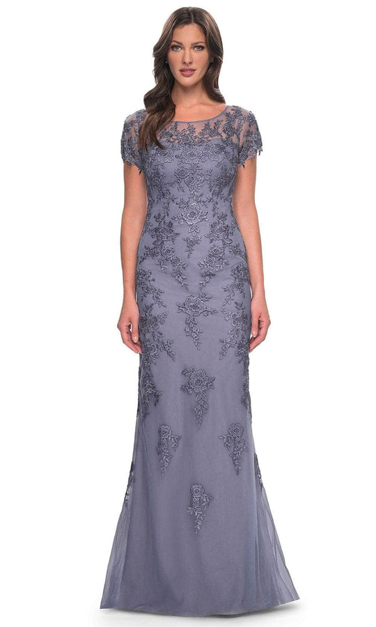 La Femme 29792SC - Embroidered Bateau Evening Dress