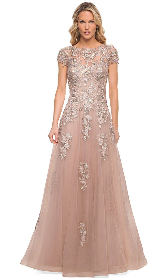 La Femme 29829 Embroidered Cap Sleeve Evening Dress
