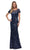 La Femme 29961SC - Short Sleeve Sequin Evening Dress Mother of the Bride Dresses 4 / Navy