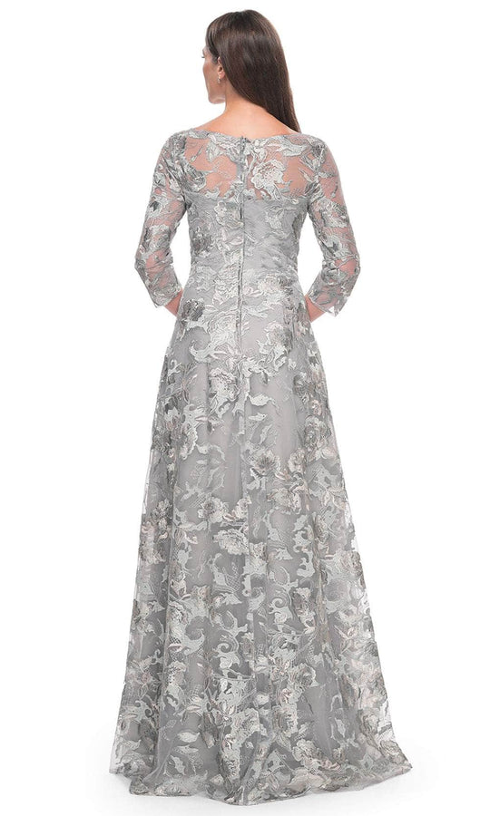 La Femme 30062 - Embroidered Quarter Sleeve Prom Gown