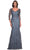 La Femme 30130 - V-Neck Sheath Formal Dress Evening Dresses 4 / Smoky Blue