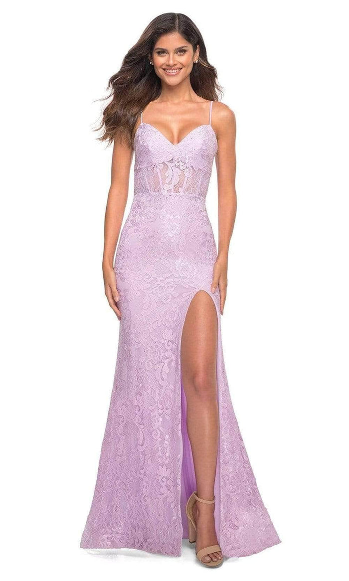La Femme - 30171SC - Embroidered Sleeveless Prom Gown Prom Dresses 00 / Lavender
