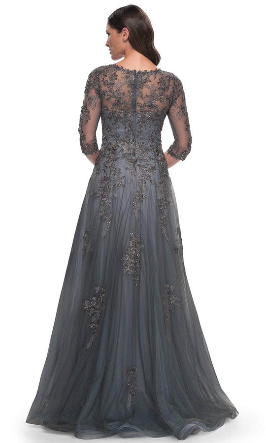 La Femme 30201 - V-Neck Embroidered Long Dress