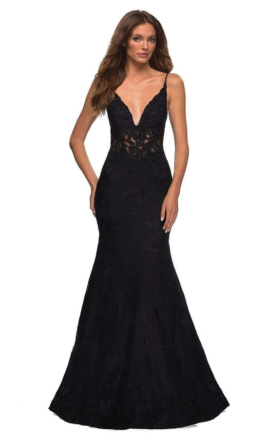 La Femme - 30320 Spaghetti Strap Lace Mermaid Gown