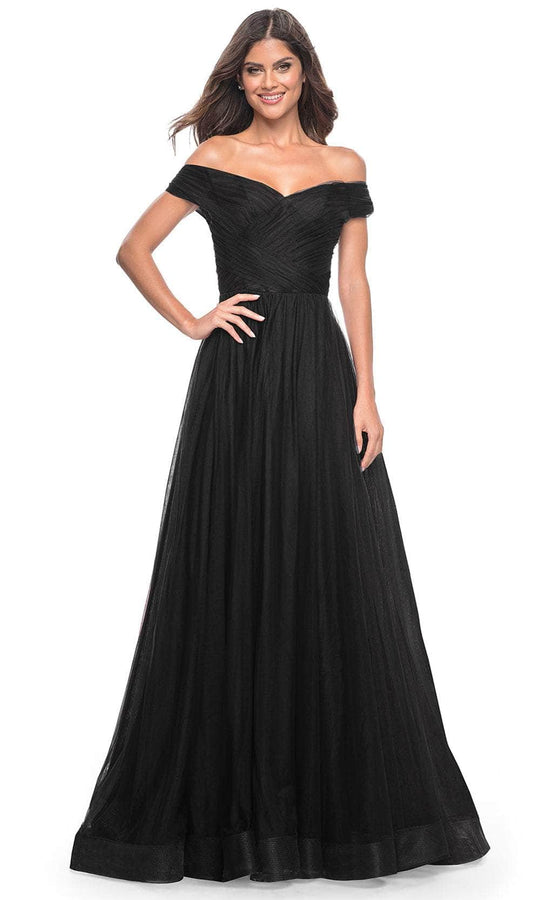 La Femme 30498SC - Off-Shoulder Weaved Bodice Prom Dress