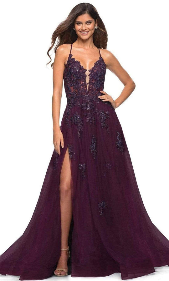 La Femme - 30560 Beaded Applique A-Line Gown