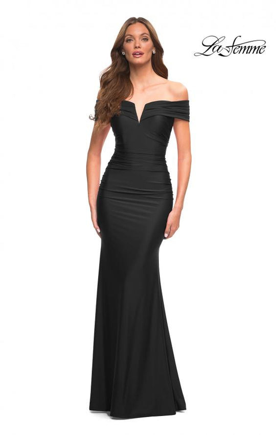 La Femme - 30582 Off Shoulder Ruched Gown