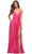 La Femme 30616SC - Wrap Satin Evening Dress Prom Dresses 00 / Hot Pink