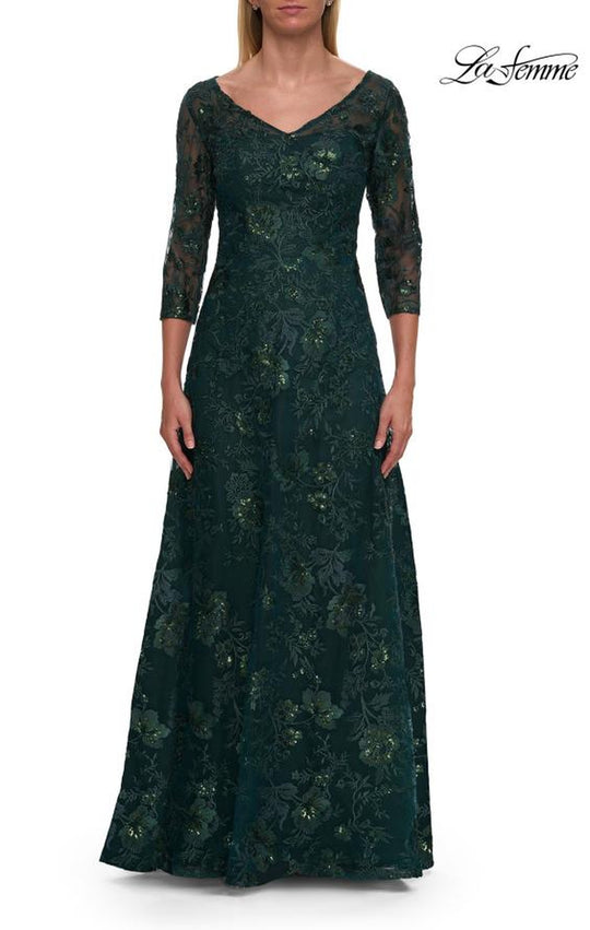La Femme 30803 Three-Quarter Sleeve Evening Dress