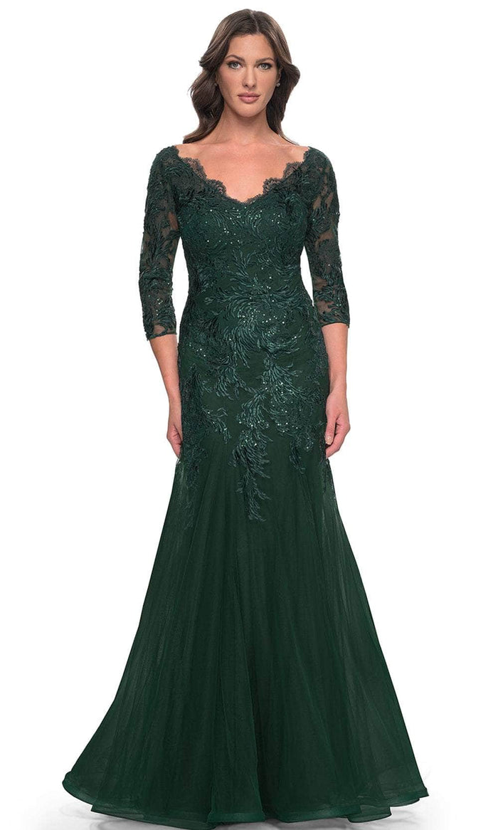 La Femme 30823 - Mermaid Tulle Evening Dress Mother of the Bride Dresses 4 / Emerald