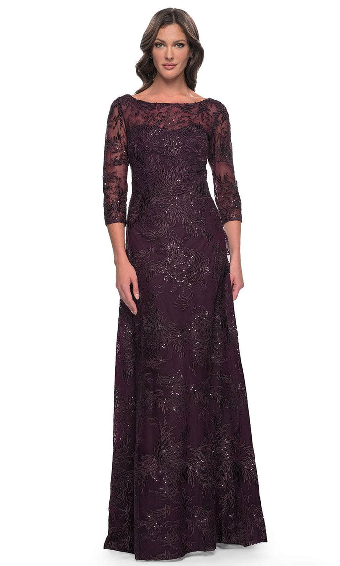 La Femme 30835 - Illusion A-Line Formal Dress Evening Dresses 4 / Dark Berry