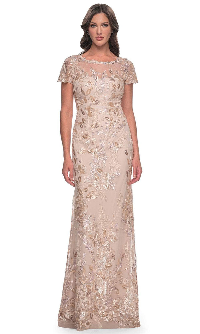 La Femme 30841 - Fitted Sequin Formal Dress Mother of the Bride Dresses 2 / Champagne