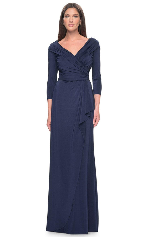 La Femme 30845 - Ruched Long Sleeve Evening Dress