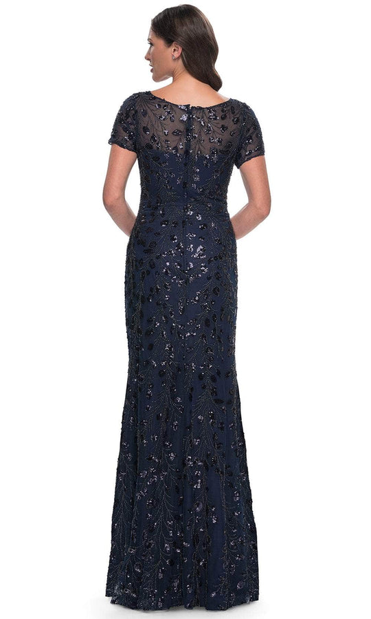 La Femme 30877 - Beaded Short Sleeve Long Dress