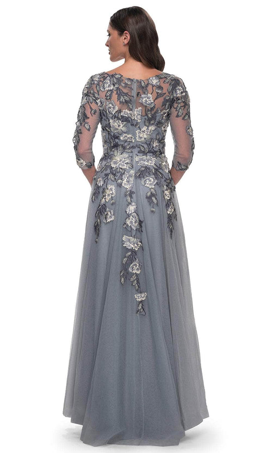 La Femme 30968 - Quarter Sleeve Embroidered Long Gown