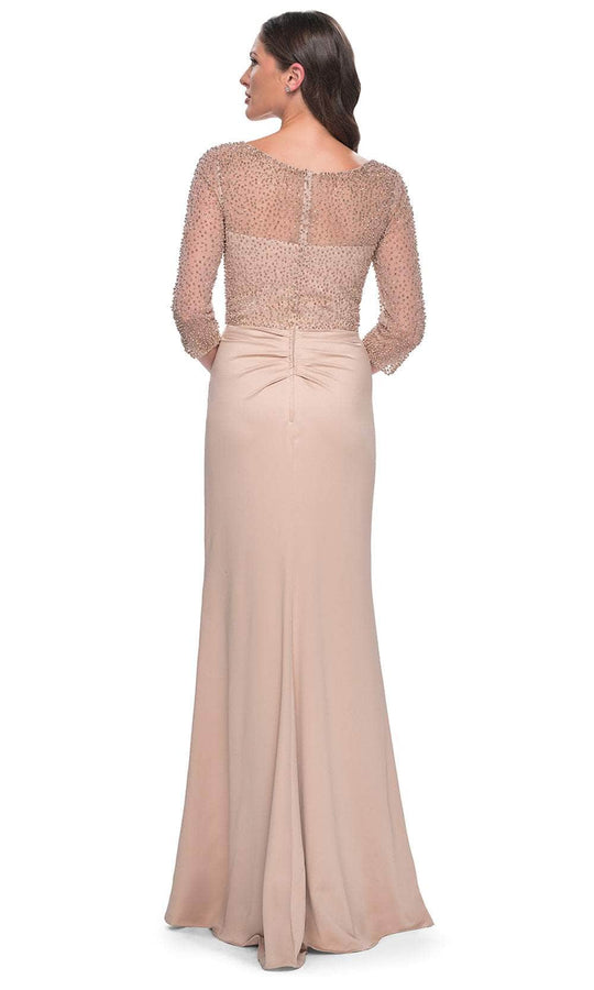 La Femme 31011 - Illusion Satin Evening Gown