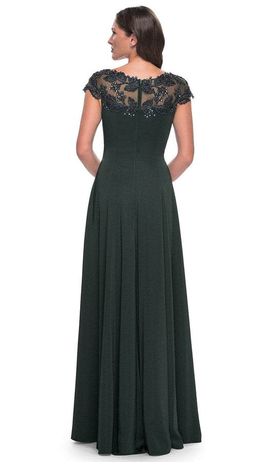 La Femme 31195 - Cap Sleeve Applique Evening Dress