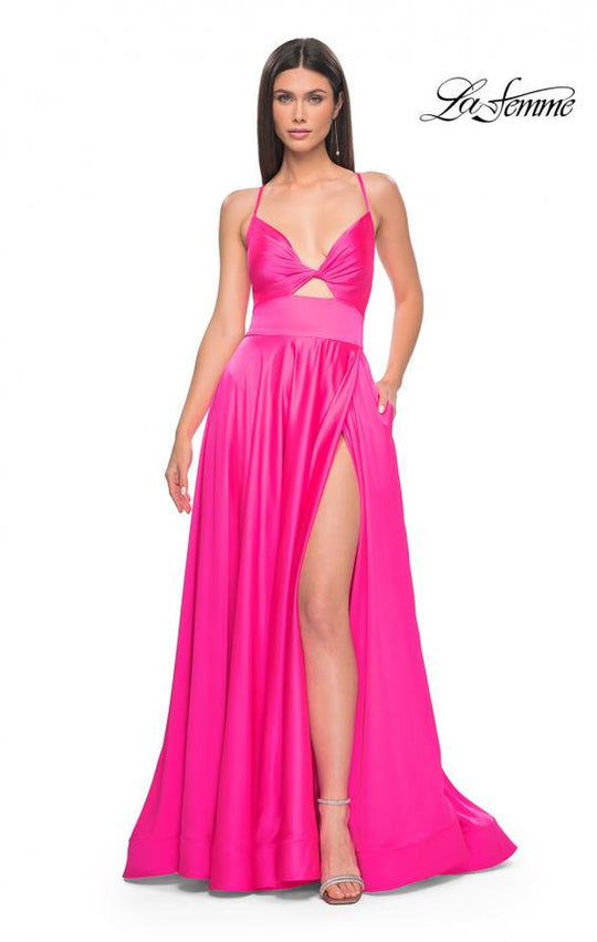 La Femme 31412 - Sleeveless Neon Satin Prom Gown