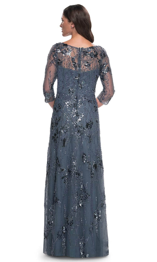 La Femme 31458SC - Rhinestone Ornate Bateau Formal Gown