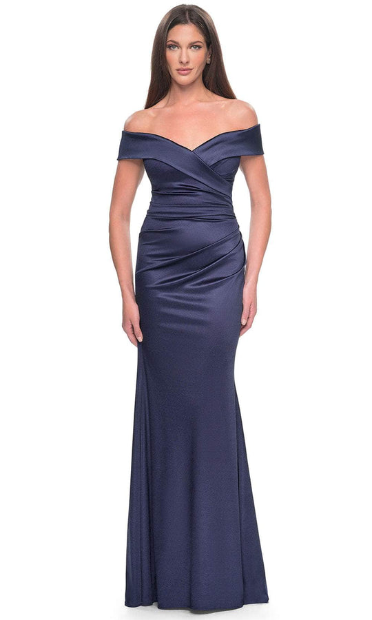 La Femme 31621 - Off Shoulder Satin Evening Dress