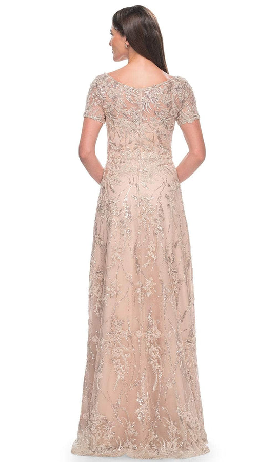 La Femme 31639 - Short Sleeve Beaded Long Dress