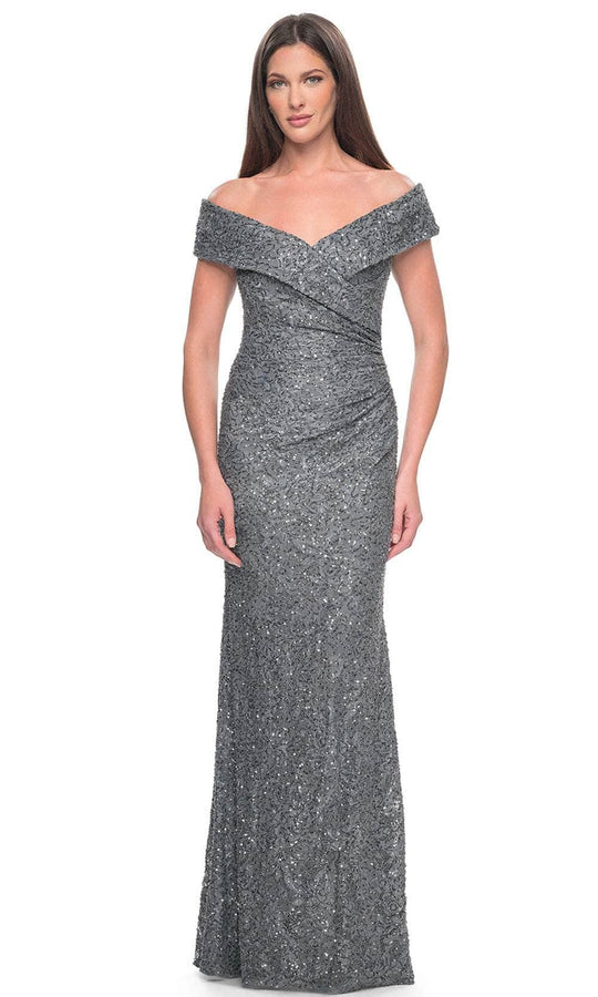 La Femme 31679 - Off Shoulder Lace Evening Dress
