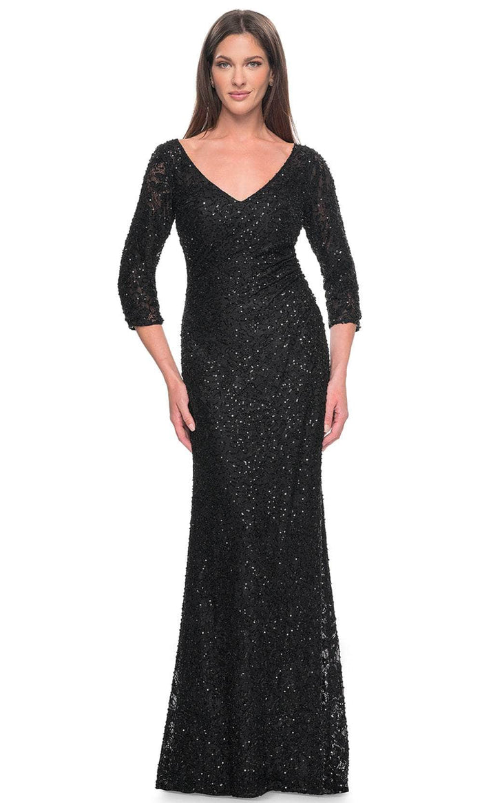 La Femme 31721 - Beaded Lace Evening Dress Evening Dresses 4 / Black