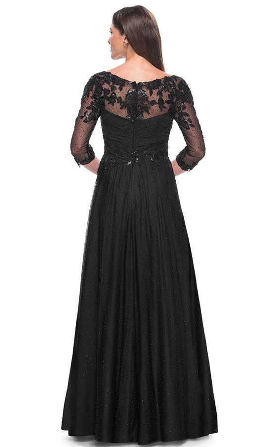 La Femme 31776 - Embroidered V-Neck Evening Dress