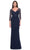 La Femme 31777 - Illusion V-Neck Rhinestone Formal Dress Evening Dresses 4 / Navy