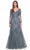 La Femme 31887 - V-Neck Beaded Formal Dress Mother of the Bride Dresses 4 / Slate
