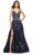 La Femme 31936 - Floral Applique V-Neck Prom Gown Evening Dresses