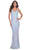La Femme 31944 - V-Neck Leaf Sequin Prom Dress Evening Dresses 00 / Light Periwinkle