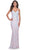 La Femme 31944 - V-Neck Leaf Sequin Prom Dress Evening Dresses 00 / Light Pink