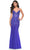 La Femme 32007 - V-Neck Rhinestone Embellished Prom Dress Evening Dresses 00 / Royal Blue
